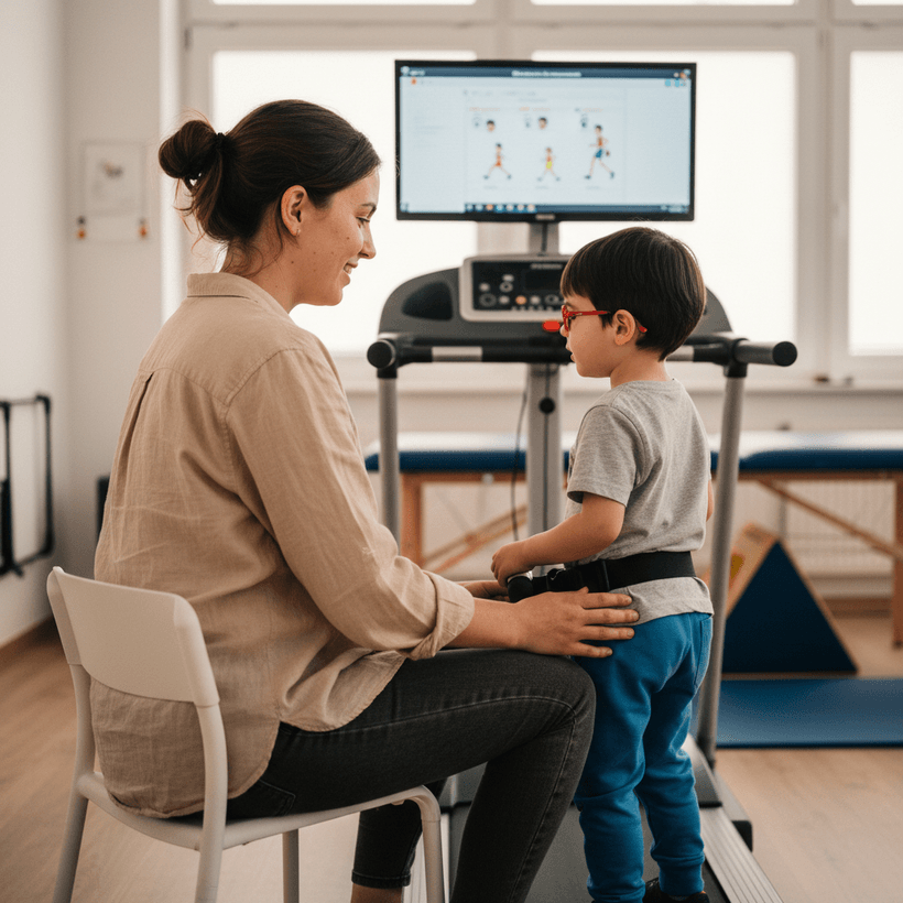 Physiotherapie für Kinder in hellem Therapieraum